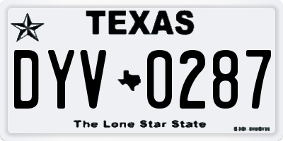 TX license plate DYV0287