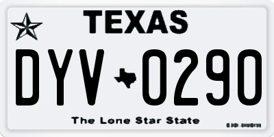 TX license plate DYV0290