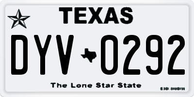 TX license plate DYV0292
