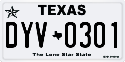 TX license plate DYV0301