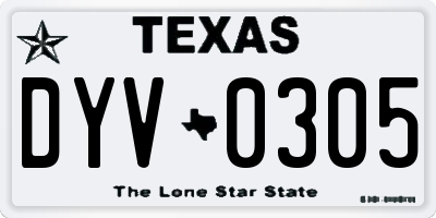 TX license plate DYV0305