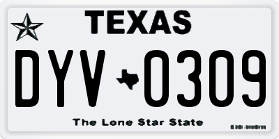 TX license plate DYV0309