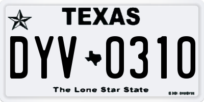 TX license plate DYV0310