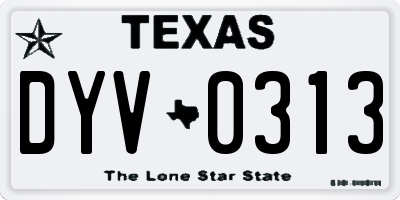 TX license plate DYV0313