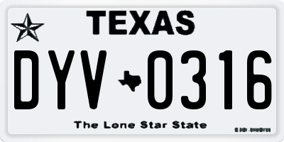 TX license plate DYV0316