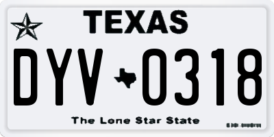 TX license plate DYV0318