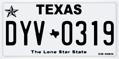 TX license plate DYV0319