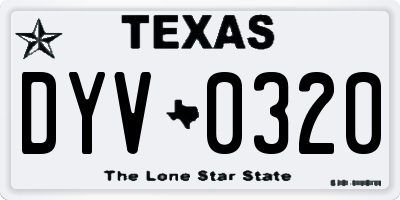 TX license plate DYV0320