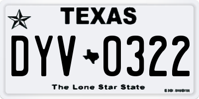 TX license plate DYV0322