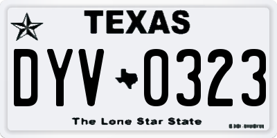 TX license plate DYV0323