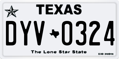 TX license plate DYV0324