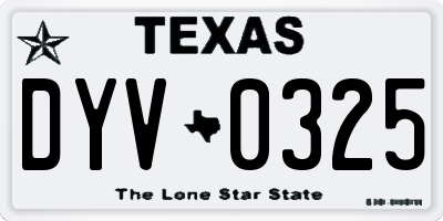 TX license plate DYV0325
