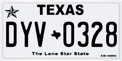 TX license plate DYV0328