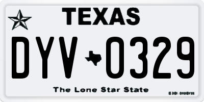 TX license plate DYV0329