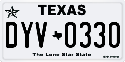TX license plate DYV0330
