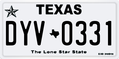 TX license plate DYV0331