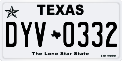 TX license plate DYV0332