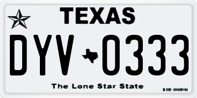 TX license plate DYV0333