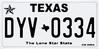 TX license plate DYV0334