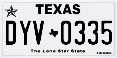 TX license plate DYV0335