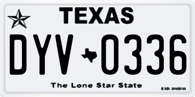 TX license plate DYV0336