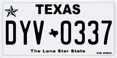 TX license plate DYV0337