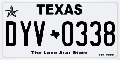 TX license plate DYV0338