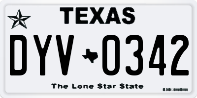 TX license plate DYV0342
