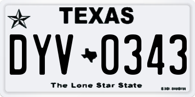TX license plate DYV0343
