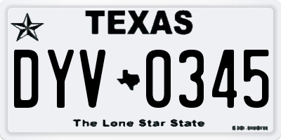TX license plate DYV0345