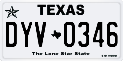 TX license plate DYV0346
