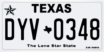 TX license plate DYV0348