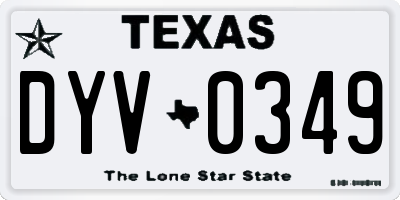 TX license plate DYV0349