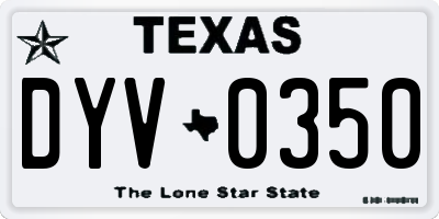 TX license plate DYV0350