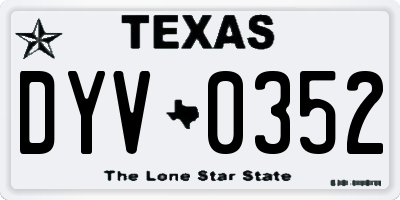 TX license plate DYV0352