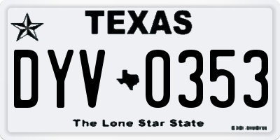 TX license plate DYV0353