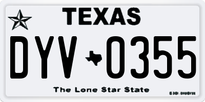 TX license plate DYV0355