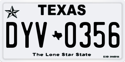 TX license plate DYV0356