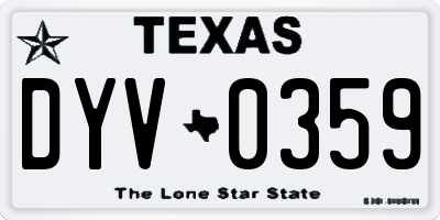 TX license plate DYV0359
