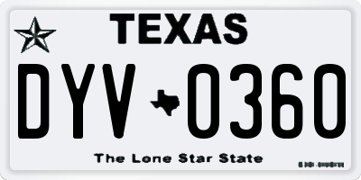 TX license plate DYV0360