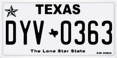TX license plate DYV0363