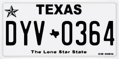 TX license plate DYV0364