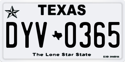 TX license plate DYV0365