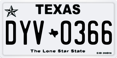 TX license plate DYV0366