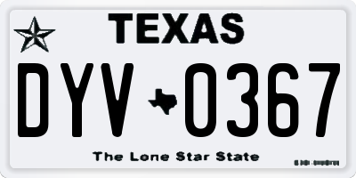 TX license plate DYV0367