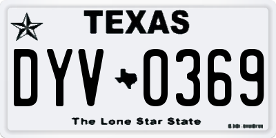 TX license plate DYV0369