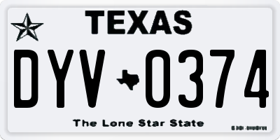 TX license plate DYV0374