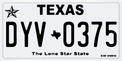 TX license plate DYV0375