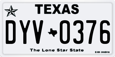 TX license plate DYV0376