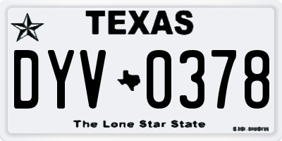 TX license plate DYV0378